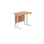 Jemini Rectangular Cantilever Desk 800x600x730mm Beech/White KF806141