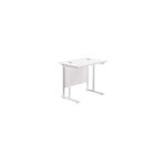 Jemini Rectangular Cantilever Desk 800x600x730mm White/White KF806172