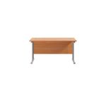 Jemini Rectangular Cantilever Desk 1400x600x730mm Beech/Silver KF806325