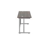 Jemini Rectangular Cantilever Desk 1400x600x730mm Dark Walnut/Silver KF806370