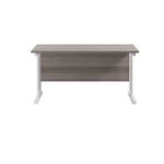 Jemini Rectangular Cantilever Desk 1400x600x730mm Grey Oak/White KF806394