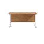 Jemini Rectangular Cantilever Desk 1400x600x730mm Nova Oak/White KF806400