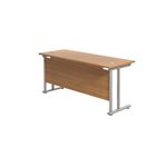 Jemini Rectangular Cantilever Desk 1600x600x730mm Nova Oak/Silver KF806462