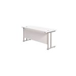 Jemini Rectangular Cantilever Desk 1600x600x730mm White/Silver KF806479
