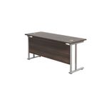 Jemini Rectangular Cantilever Desk 1600x600x730mm Dark Walnut/Silver KF806493