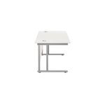 Jemini Rectangular Cantilever Desk 1200x800x730mm White/Silver KF806837