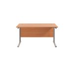 Jemini Rectangular Cantilever Desk 1400x800x730mm Beech/Silver KF806929