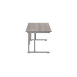 Jemini Rectangular Cantilever Desk 1400x800x730mm Grey Oak/Silver KF806936