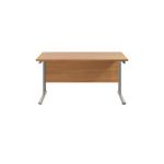 Jemini Rectangular Cantilever Desk 1400x800x730mm Nova Oak/Silver KF806943