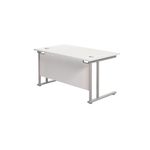 Jemini Rectangular Cantilever Desk 1400x800x730mm White/Silver KF806950