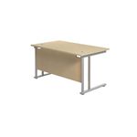 Jemini Rectangular Cantilever Desk 1400x800x730mm Maple/Silver KF806967