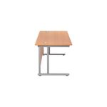 Jemini Rectangular Cantilever Desk 1600x800x730mm Beech/Silver KF807049