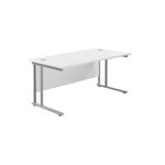 Jemini Rectangular Cantilever Desk 1800x800x730mm White/Silver KF807193
