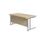 Jemini Rectangular Cantilever Desk 1800x800x730mm Maple/Silver KF807209