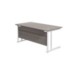 Jemini Rectangular Cantilever Desk 1800x800x730mm Grey Oak/White KF807230