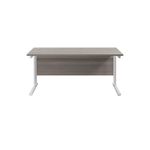 Jemini Rectangular Cantilever Desk 1800x800x730mm Grey Oak/White KF807230