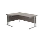 Jemini Radial Left Hand Cantilever Desk 1600x1200x730mm Grey Oak/Silver KF807537
