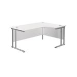 Jemini Radial Right Hand Cantilever Desk 1600x1200x730mm White/Silver KF807612