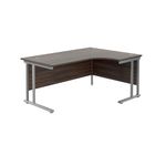 Jemini Radial Right Hand Cantilever Desk 1600x1200x730mm Dark Walnut/Silver KF807636