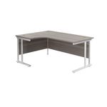 Jemini Radial Left Hand Cantilever Desk 1600x1200x730mm Grey Oak/White KF807650