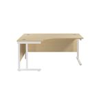 Jemini Radial Left Hand Cantilever Desk 1600x1200x730mm Maple/White KF807681