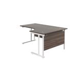 Jemini Radial Right Hand Cantilever Desk 1600x1200x730mm Dark Walnut/White KF807759