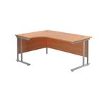 Jemini Radial Left Hand Cantilever Desk 1800x1200x730mm Beech/Silver KF807766