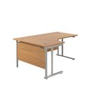 Jemini Radial Left Hand Cantilever Desk 1800x1200x730mm Nova Oak/Silver KF807780