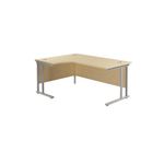 Jemini Radial Left Hand Cantilever Desk 1800x1200x730mm Maple/Silver KF807803
