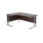Jemini Radial Left Hand Cantilever Desk 1800x1200x730mm Dark Walnut/Silver KF807810