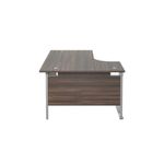 Jemini Radial Left Hand Cantilever Desk 1800x1200x730mm Dark Walnut/Silver KF807810