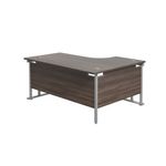 Jemini Radial Left Hand Cantilever Desk 1800x1200x730mm Dark Walnut/Silver KF807810