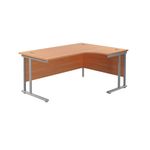 Jemini Radial Right Hand Cantilever Desk 1800x1200x730mm Beech/Silver KF807827