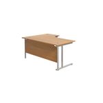 Jemini Radial Right Hand Cantilever Desk 1800x1200x730mm Nova Oak/Silver KF807841