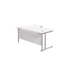 Jemini Radial Right Hand Cantilever Desk 1800x1200x730mm White/Silver KF807858