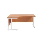 Jemini Radial Left Hand Cantilever Desk 1800x1200x730mm Beech/White KF807889