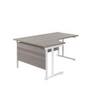 Jemini Radial Left Hand Cantilever Desk 1800x1200x730mm Grey Oak/White KF807896