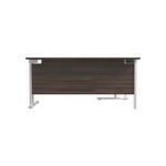 Jemini Radial Left Hand Cantilever Desk 1800x1200x730mm Dark Walnut/White KF807933