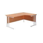 Jemini Radial Right Hand Cantilever Desk 1800x1200x730mm Beech/White KF807940