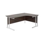 Jemini Radial Right Hand Cantilever Desk 1800x1200x730mm Dark Walnut/White KF807995
