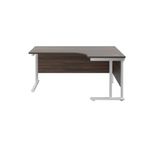 Jemini Radial Right Hand Cantilever Desk 1800x1200x730mm Dark Walnut/White KF807995