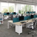 Jemini 2 Person Extension Bench Desk 1600x1600x730mm Grey Oak KF809333