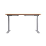 Jemini Sit/Stand Desk with Cable Ports 1200x800x630-1290mm Beech/Silver KF809685