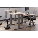 Jemini Sit/Stand Desk with Cable Ports 1200x800x630-1290mm Beech/Silver KF809685