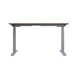 Jemini Sit/Stand Desk with Cable Ports 1200x800x630-1290mm Dark Walnut/Silver KF809692
