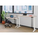 Jemini Sit/Stand Desk with Cable Ports 1200x800x630-1290mm White/Silver KF809739