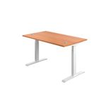 Jemini Sit/Stand Desk with Cable Ports 1200x800x630-1290mm Beech/White KF809746