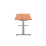 Jemini Sit/Stand Desk with Cable Ports 1400x800x630-1290mm Beech/Silver KF809807