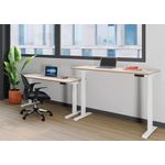 Jemini Sit/Stand Desk with Cable Ports 1600x800x630-1290mm Beech/Silver KF809920