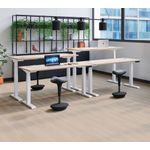 Jemini Sit/Stand Desk with Cable Ports 1600x800x630-1290mm Dark Walnut/Silver KF809937